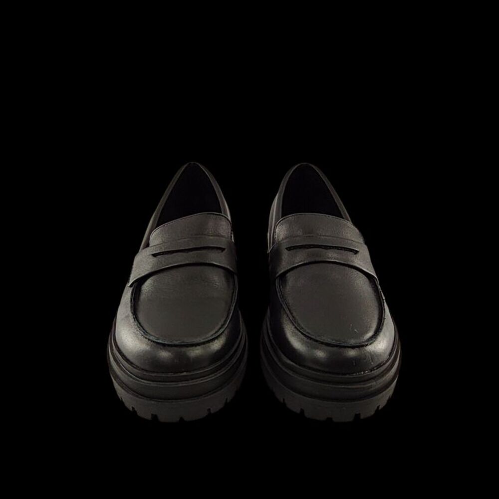 Quince Women Italian Leather Lug Sole Loafer Black 5